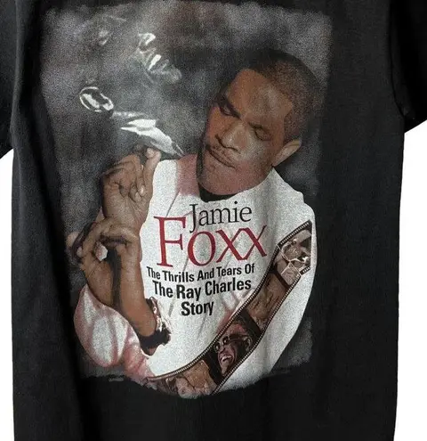 Vintage Y2K Ray Charles Jamie Foxx Movie Tee Black Small S T Shirt Graphic Solid