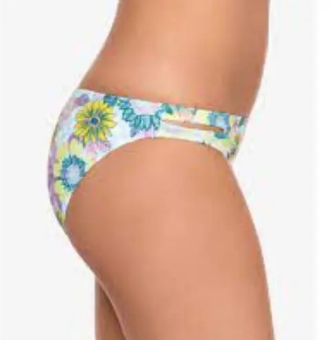 Salt + Cove Hipster Swim Bikini Bottom Blue Floral Cut Outs Medium NWT