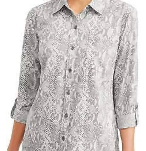 NWT Womens Plus Gray Snake print office work shirt size XXL