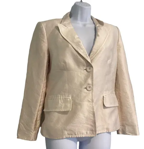 Anne Klein Champagne Suit Jacket Size 10 Silk/ Cotton/Acetate