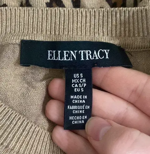 Ellen Tracy tan cheetah print sweater lightweight size S