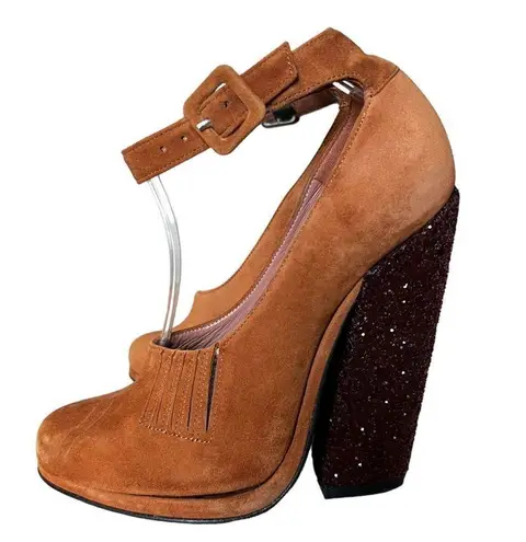 Robert Clergerie Opening Ceremony Suede Glitter Pump Brown Size 6