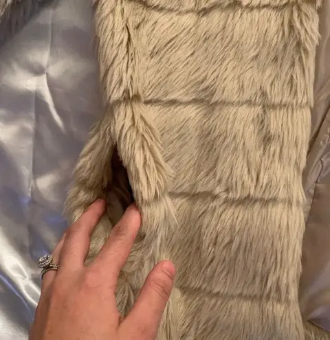 Nude Faux Fur Coat Tan Size M