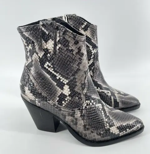 ALLSAINTS  Rolene Snakeprint Embossed Western Leather Block Heel Boots Size 7