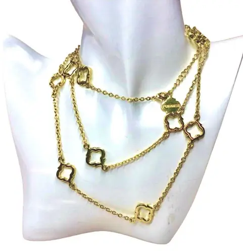 FORNASH Quatrefoil Gold Tone Necklace with lobster claw clasp 42 inches long