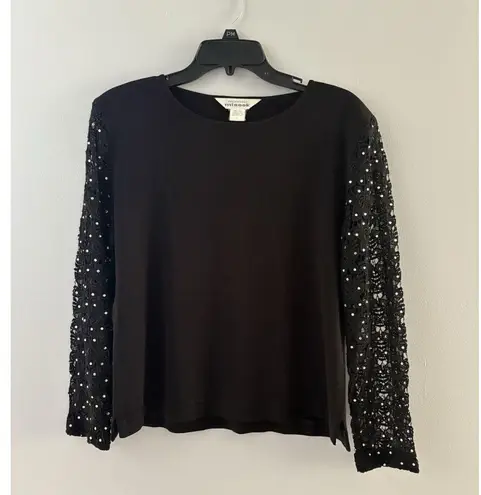 Exclusively Misook Sweater Size Small Black Lace Rhinestone Cocktail Whimsigoth