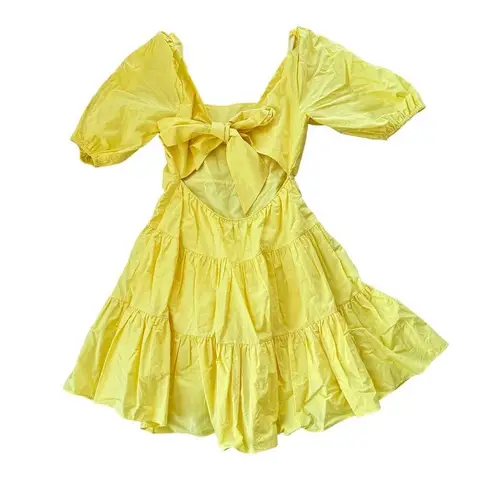 Tanya Taylor  Carly Tie Back Cotton Minidress Lemon Zist