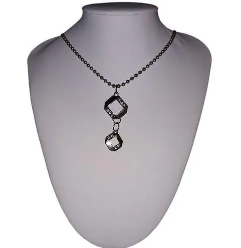 Hand Crafted Ball Chain Silver Rhinestone Pendant