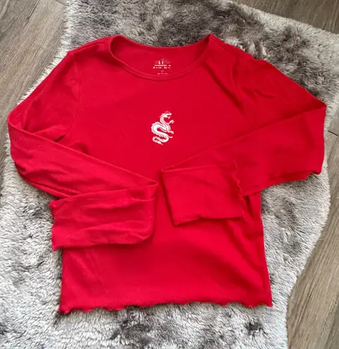 Hollister Holster Dragon Red Lettuce Longsleeve 