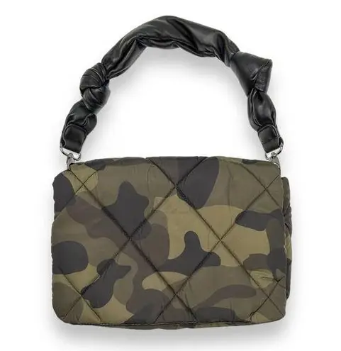 Sondra Roberts Green Quilted Camo Shoulder Bag Vegan Leather Crossbody Strap