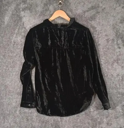 Dear John velvet button down blouse black long sleeve women's size extra small
