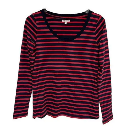 STYLEMINT Shirt Size Small Navy & Lipstick Red Stripe Dalton Nautical Preppy