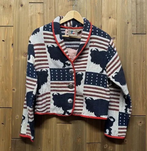 Don’t mess With Texas Dont Mess With Texas Vintage 1980s Cotton Patriotic Buffalo Cardigan