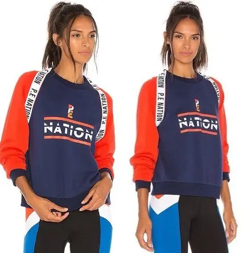P.E Nation The Wembly Sweatshirt, (REVOLVE Collection) Navy & Red Cotton sz. S Blue