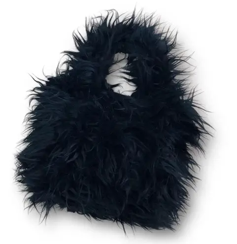 Handmade Dark Blue Faux Fur Square/Rectangle Handheld Mini Bag