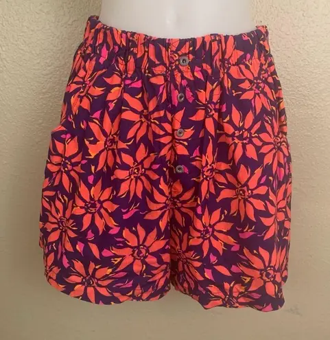Vintage 1990s High Waist Abstract Sunflower Print Shorts Size M Retro Y2K Size M