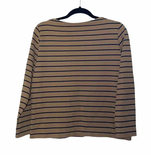 Uniqlo Tan Cotton Striped Boat Neckline Top