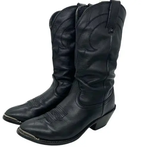 Durango  Womens Black Leather Cowboy Boots Western Cowgirl Silver Tips