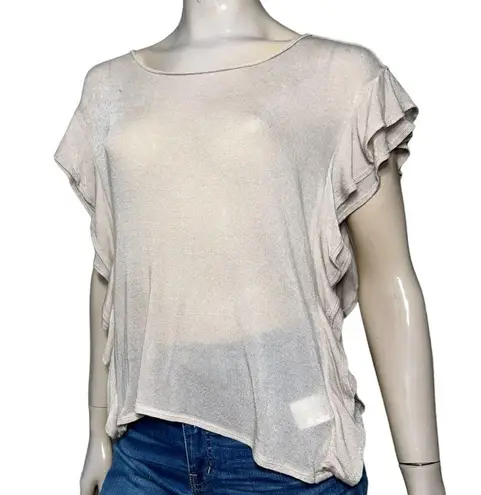 IRO  Women’s Size S Beige Tan Dalia Ruffled Sides Jersey Shirt Top