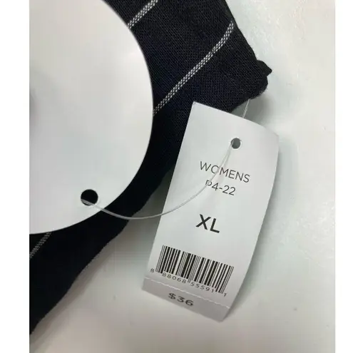 *New DIP Linen Blend Womens Sundress Womens XL Black Stripe Tiered Lined Dress