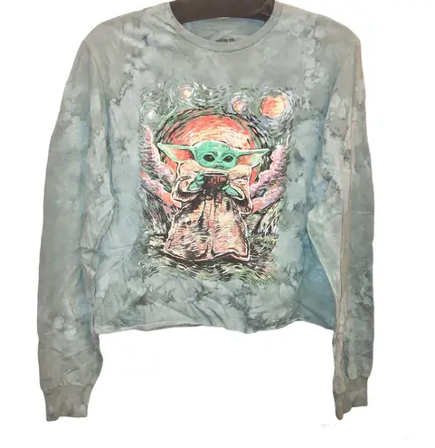 Star Wars Mandalorian the Child Baby Yoda Starry Night Tie Dye Long Sleeve Small