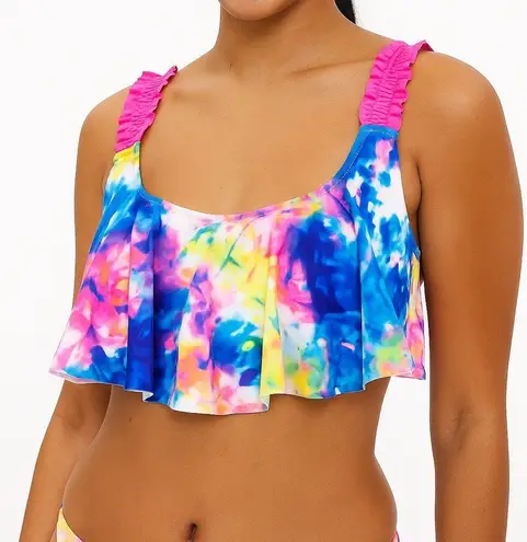 Kohlโs Tie Dye Ruffle Bikini Top Size Medium Womenโs Size L