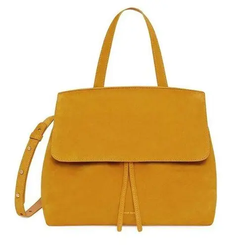 Mansur Gavriel Suede Lady Bag Mustard Yellow Top Handle Convertible Shoulder