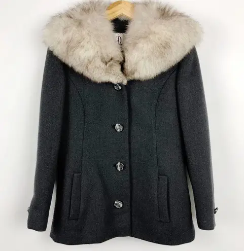 Vintage 1950s Claire Dratch Bethesda Fox Fur Collar Virgin Wool Jacket Coat S