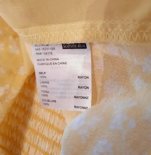 Sophie Rue Crop Top Women Size XL Extra Large Yellow White Puff Sleeve Blouse