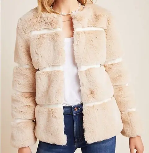 Anthropologie Keepsake The Label Woman’s Arielle Blush‎ Faux Fur Coat Sz Small/4