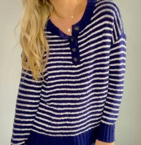 American Eagle Outfitters Navy & White Striped Jegging Fit Coastal Sweater