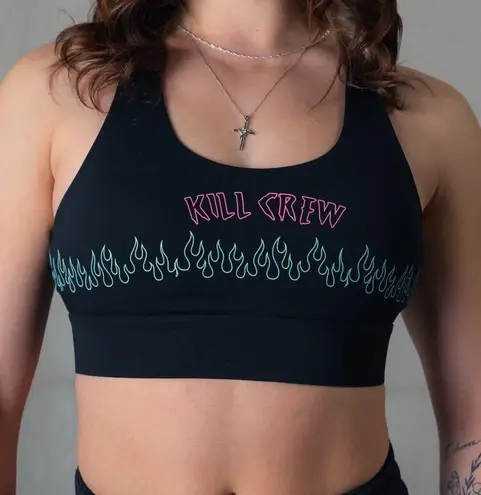 Kill Crew Flame High Support Sports Bra – Black/Teal – Women’s XS Black