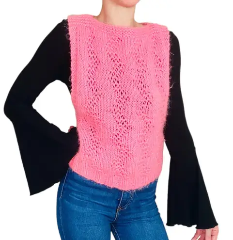 Vintage Handmade Hot Pink Barbie Crochet Sleeveless Sweater Vest Size M