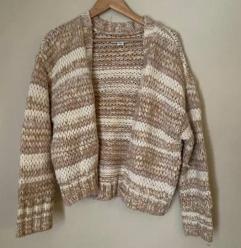 American Eagle Tan/Cream Chunky Knit Open Cardigan