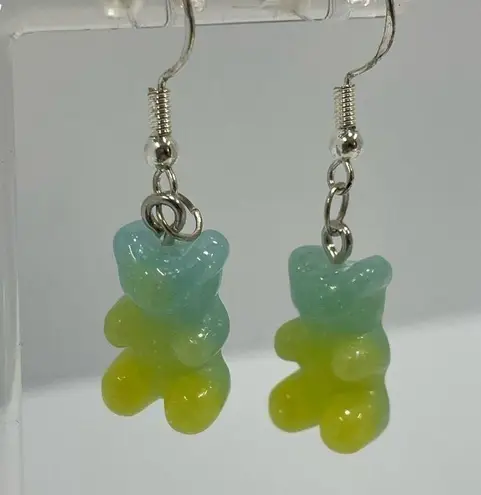 NEW Y2K gummy bear earrings silver blue green resin pierced