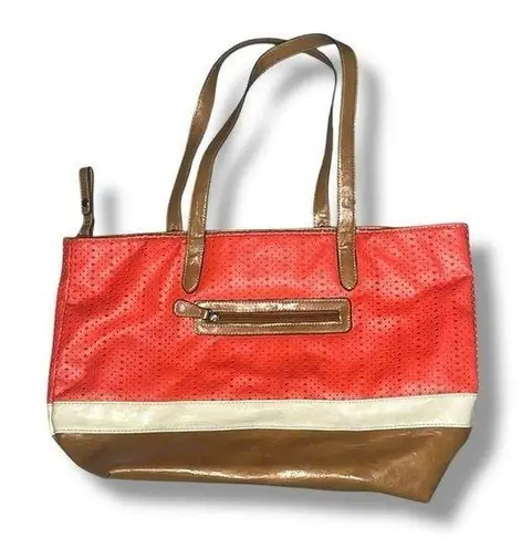 Rosetti Rossetti colorblock laser cut shoulder tote bag