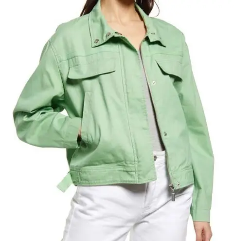 Treasure & Bond New Cotton Twill Lightweight Jacket Green Basil