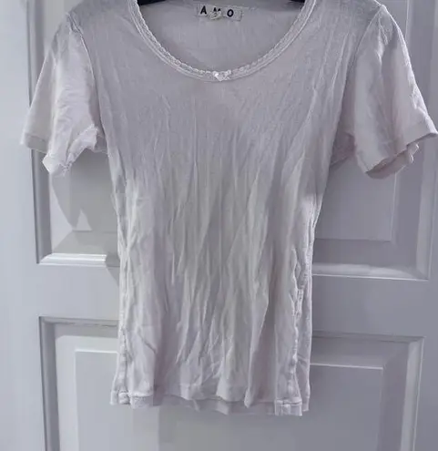 AMO White Fitted Ribbed Short Sleeve Tee Size XS