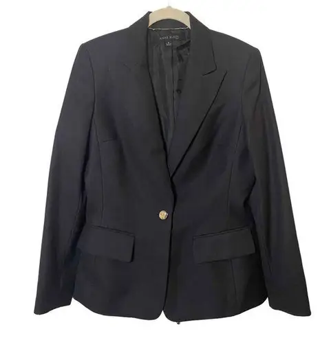 Anne Klein  Womens Navy Blue Single Breasted Pockets Basic Blazer Jacket Size 6‎