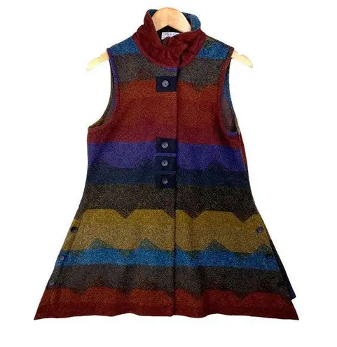 Terra SJ Apparel Striped Mock Neck Lightweight Multicolored Knit Button Tunic