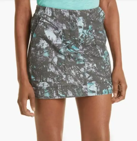 ATM Melillo Abstract Print Ripstop Cotton Skirt Grey Purple Turquoise Camo Sz 6 Blue
