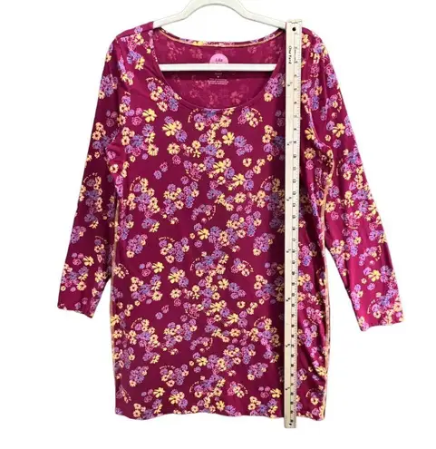 Life is Good  Womens Floral Sleep Nightshirt M Multicolor Long Sleeve Scoop Neck