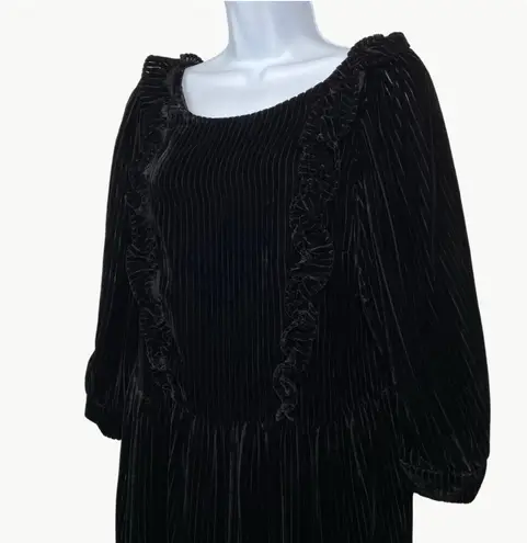 Sézane Marcelle Velvet Silk Blend Long Sleeve Mini Dress | 38 (US 6) | Black