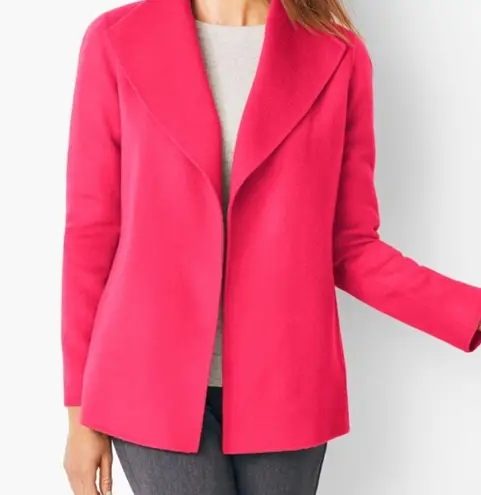 Talbots Talbot’s Woman Wool Double-Faced Wing Collar Open Jacket Solid Pink Size 1X