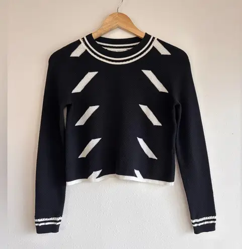 Tanya Taylor  Black And White Knit Cropped Sweater