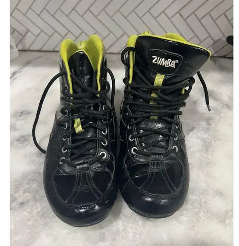 Zumba Fitness High Top Dance Sneakers Black Neon Yellow Women’s Size 7