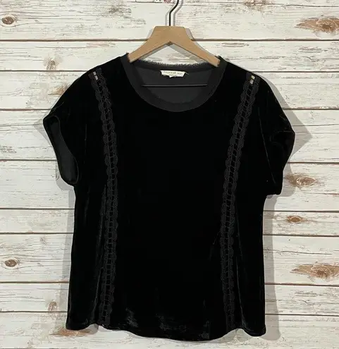 Current Air Velvet Short Sleeve Top - Black - Medium