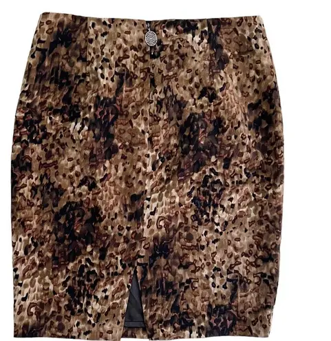 Elie Tahari for 5F Bergdorf Goodman Silk Leopard Print Pencil Skirt Size 2