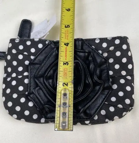 Minicci Women's Black & White Polka Dot Clutch with rose/Bag small SKU 4788