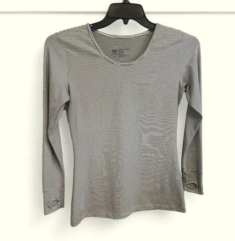 ALBION FIT Albion nylon striped active wear base layer top ladies XS athleisure preppy